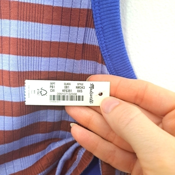 Madewell variegated crop striped tank cosmic violet XXS NWT - Picture 9 of 9